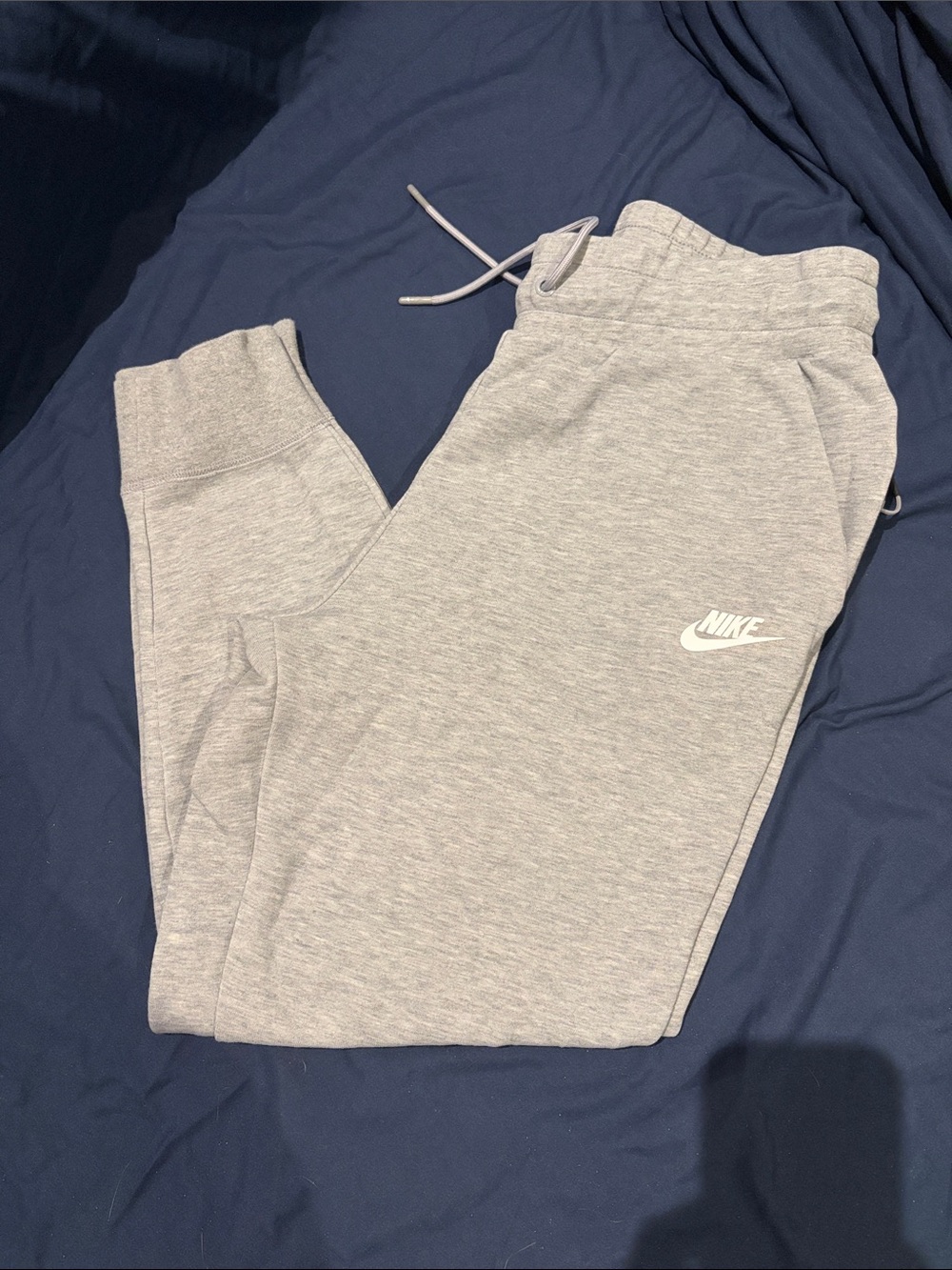 Nike Kids Light Gray Fleece Joggers with White Swoosh